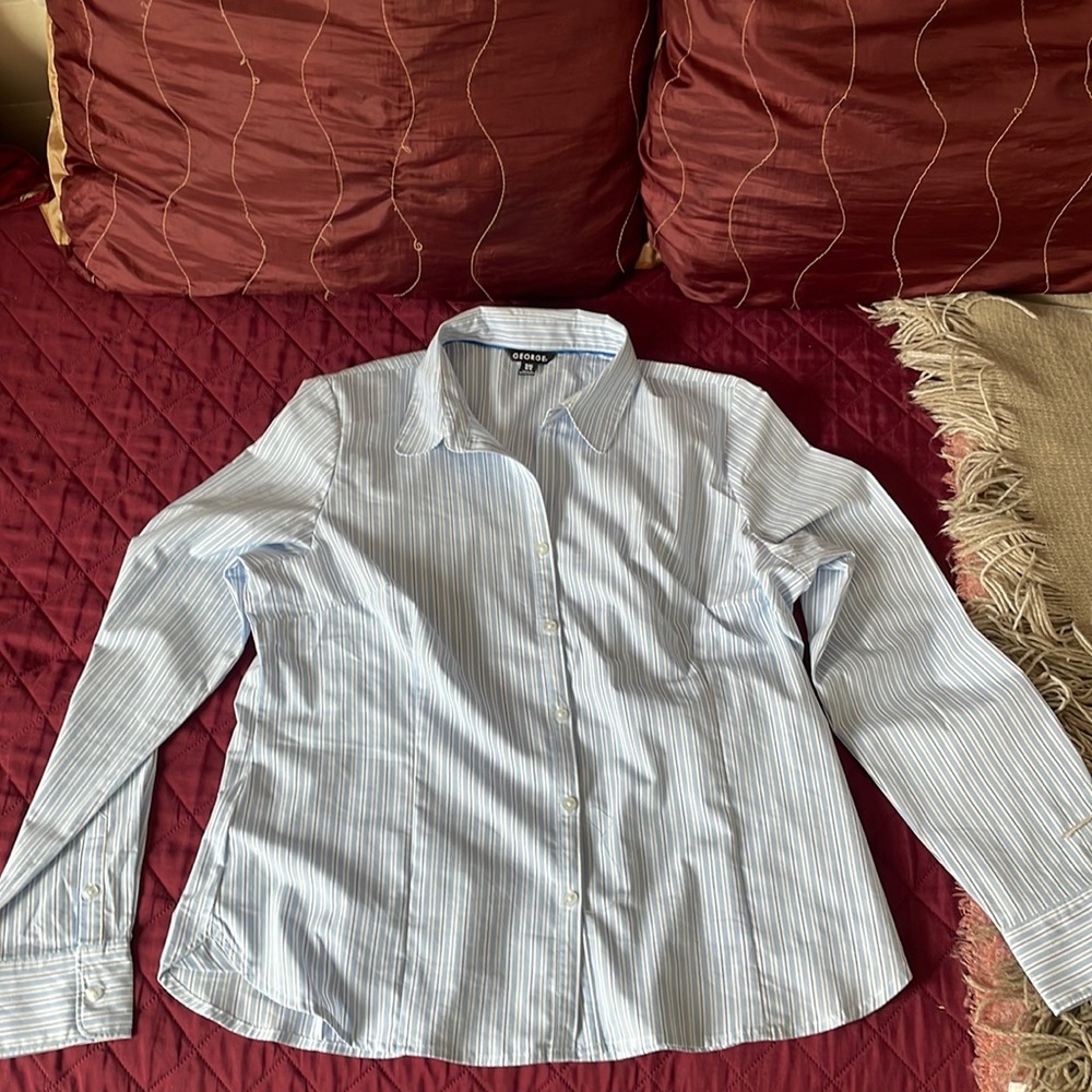 George long sleeve button up collared blouse Size XL